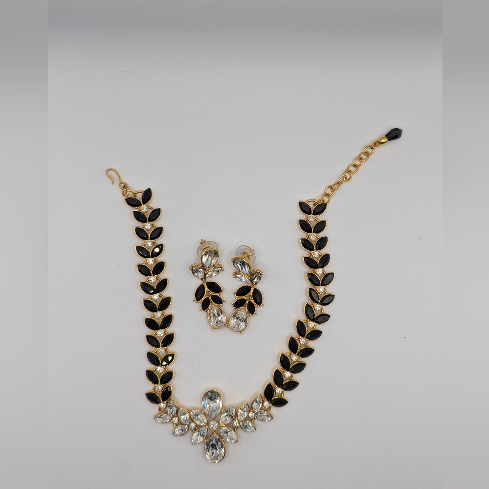 Vintage Monet Black and Gold Jewelry Set
